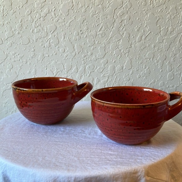 Starbucks: 2011 Handcrafted Red Ceramic Coffee/Tea Mug- 8 oz- set of 2 - Picture 1 of 16